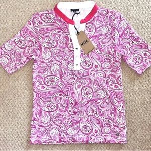 MDC Meryl Pink White Paisley Golf polo Shirt Ladies sz 6 new NWT